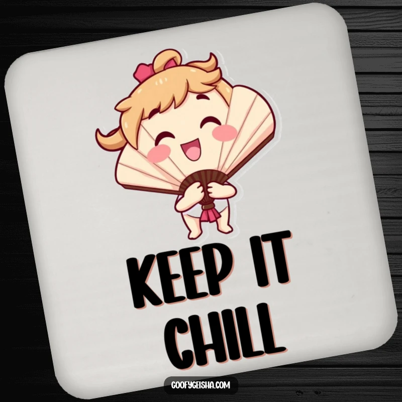 Funny coasters featuring a smiling fan character in a cheerful flourish, protecting furniture while adding a playful and artistic touch to any setting.