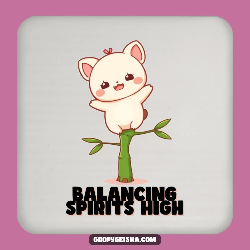 Funny Kawaii Coaster: Bamboo Balance Protection with Cuteness