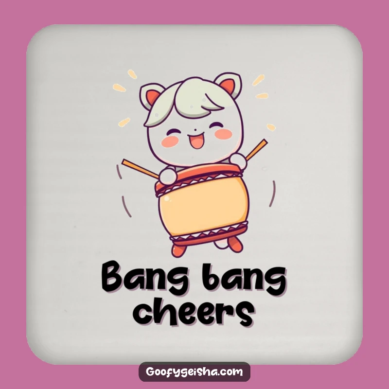 Funny Kawaii Taiko Drum Coaster: Protect Surfaces with Energetic Character