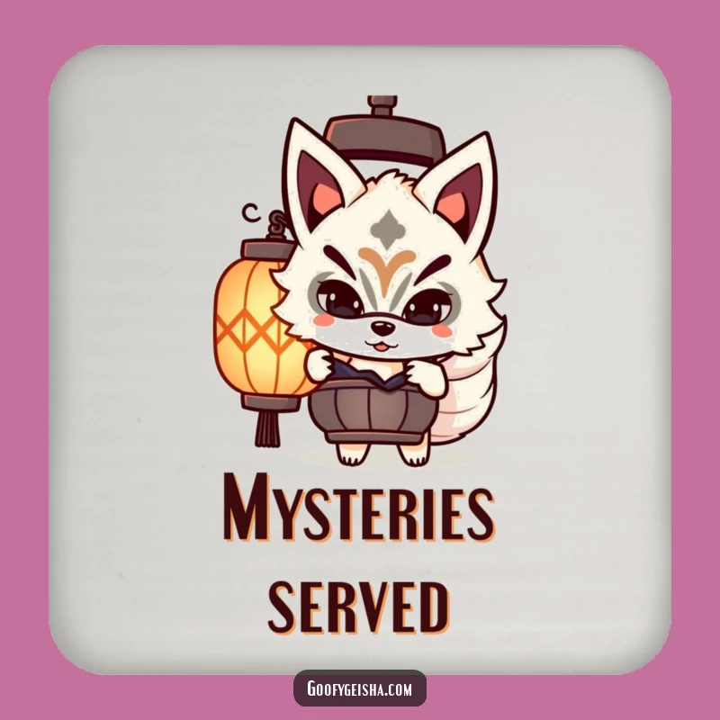 Funny Kitsune Mask Coaster: Protect Your Surface with a Peeking Character