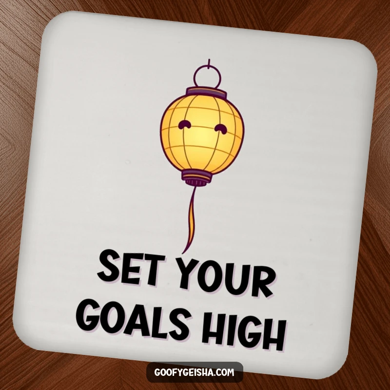 Funny Paper Lantern Coasters: Set protecting surfaces with a charming paper lantern character floating upwards, adding whimsical decor.