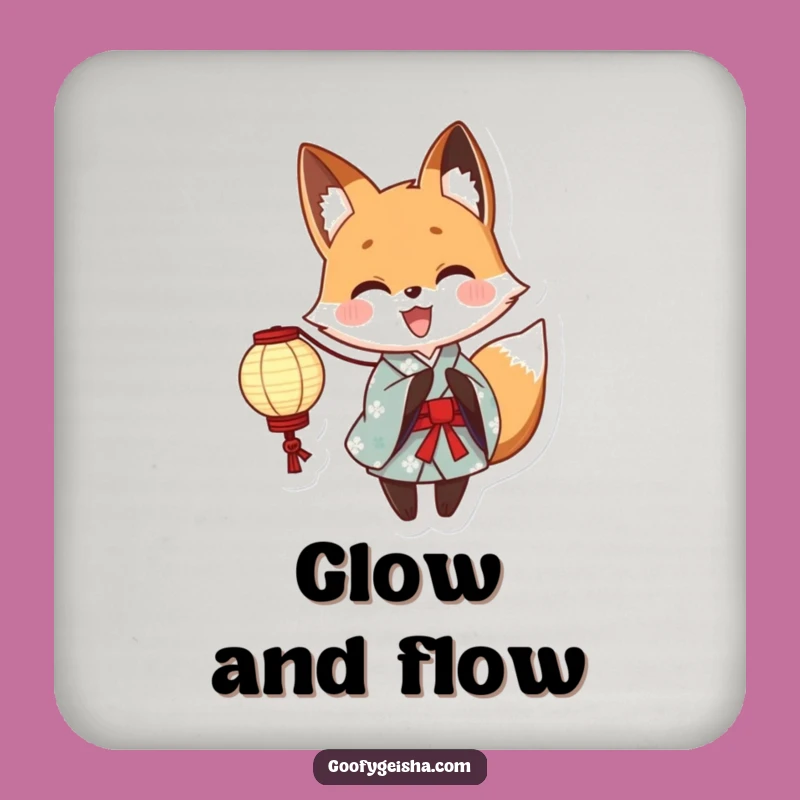 Funny Yukata Fox Coaster Set: Cute Anime Protection for Tables, a Charming Funny Gift