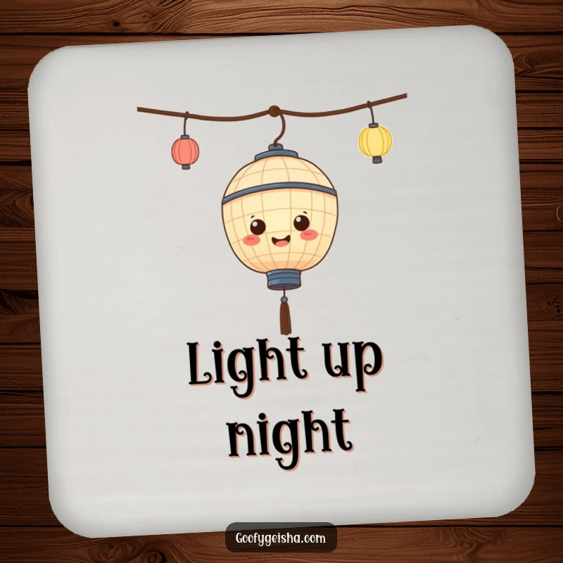 Funny paper lantern coaster featuring a character joyfully bobbing, protecting surfaces with cheerful and whimsical flair. A cute and practical item.