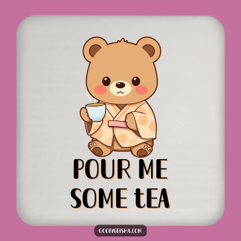 Funny Bear Kimono Coaster: Protect Surfaces Cozy, Chic Humorous Gift