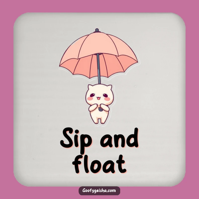 Funny Kawaii Coaster: Floating Umbrella Design - Protect Surfaces with Whimsy