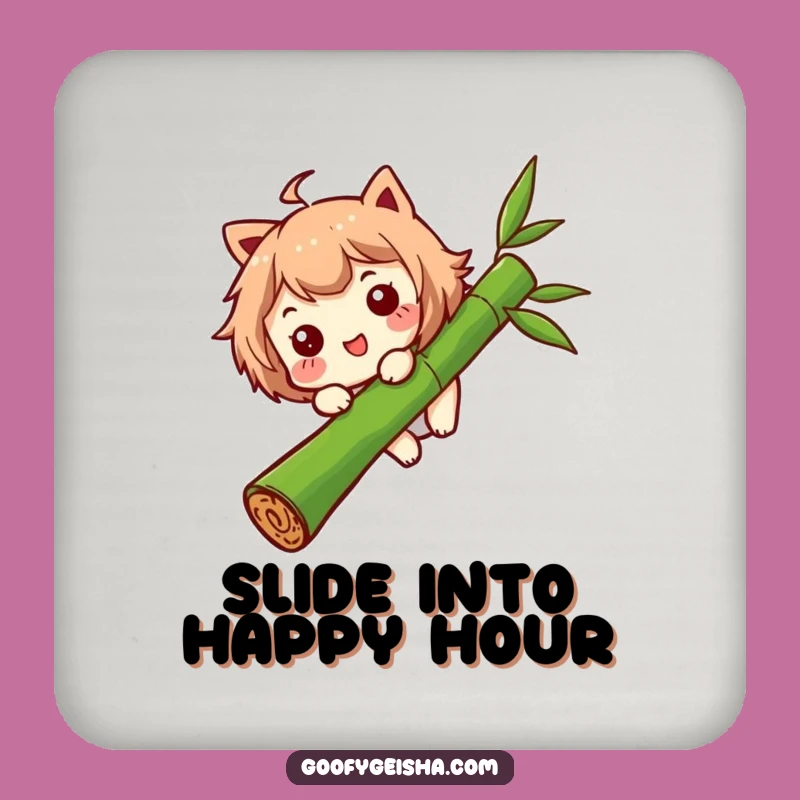 Funny Bamboo Coaster: Sliding Character Decor, Unique Funny Gift for Tables