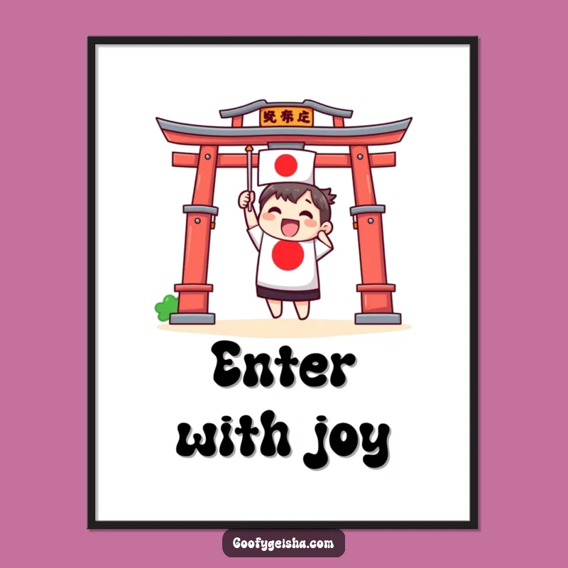 Funny Torii Gate Flag Poster - Vibrant Cultural Art for Your Walls
