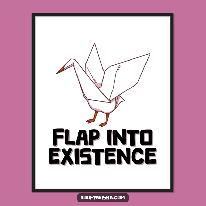 Funny Origami Crane Poster - Whimsical Winged Art for Your Walls