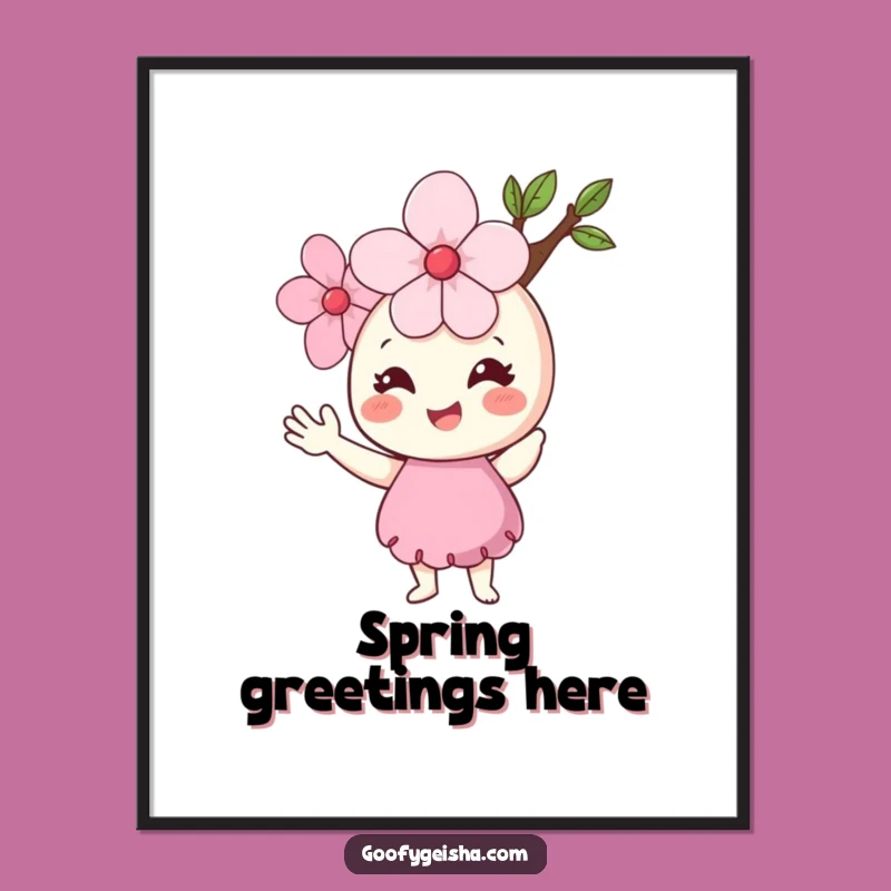 Funny Cherry Blossom Poster: Cheerful Art for Happy Spaces