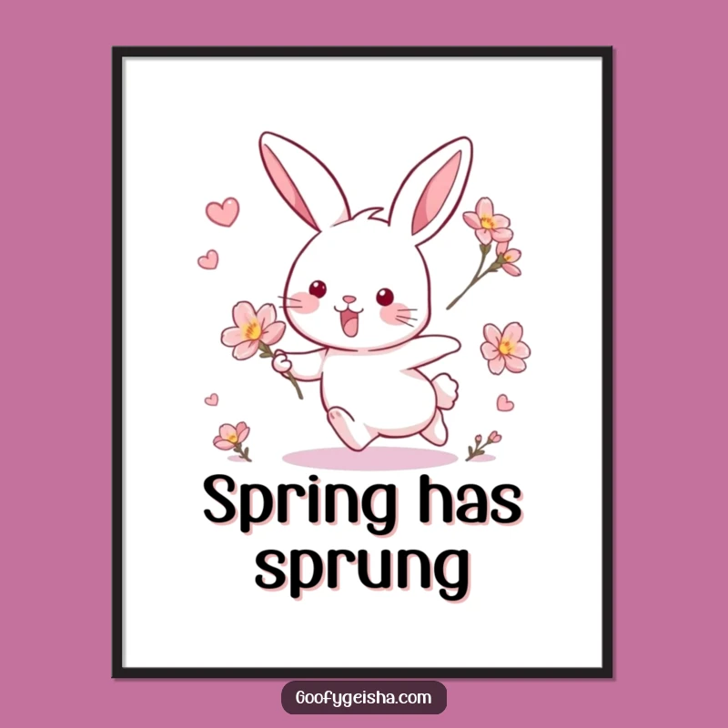 Funny Rabbit & Blossom Chase Poster: Vibrant Wall Art for a Cheerful Home