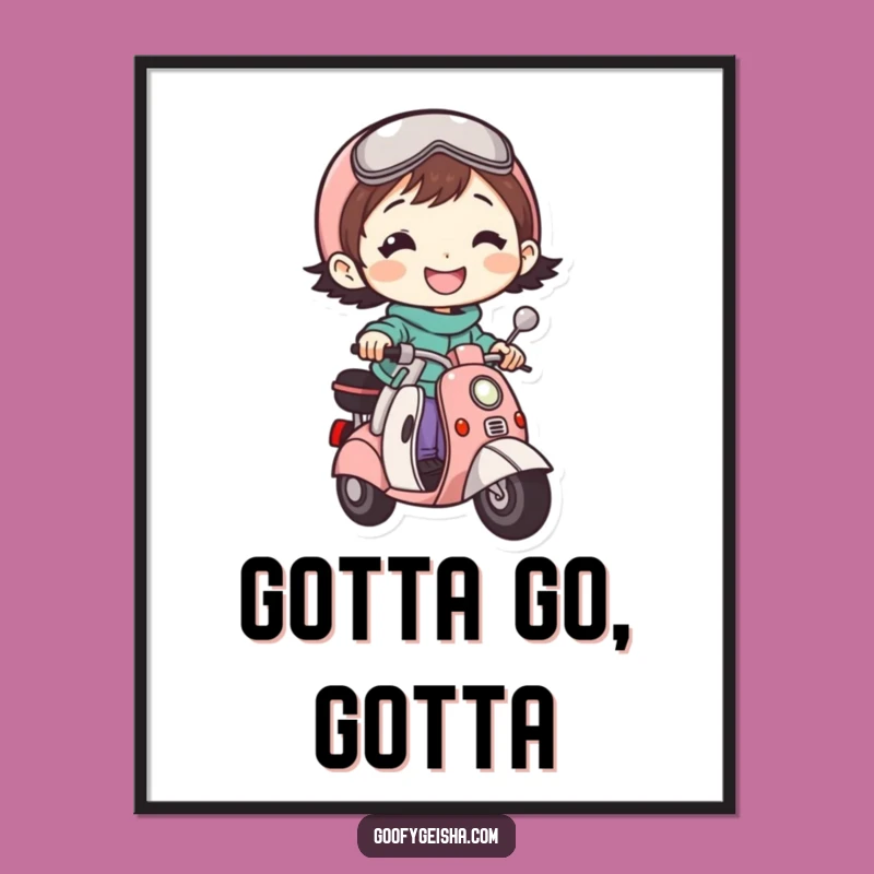 Funny Scooter Character Poster: Bright Grin Art, Hilarious Funny Gift for Wall Decor