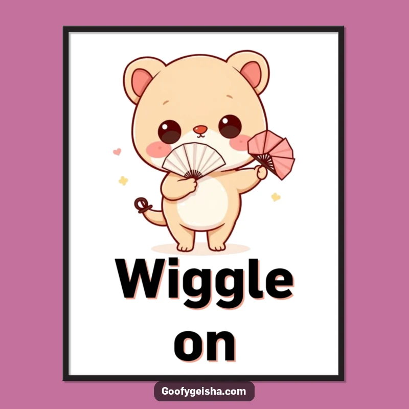 Funny Wiggling Character Wall Art - Hilarious Paper Fan Dance Poster Print