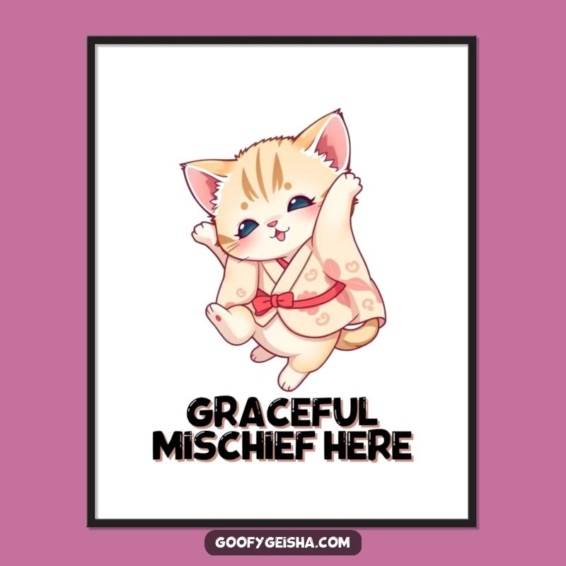 Funny Kitten Kimono Poster: Adorable Wall Art for Cat Lovers!
