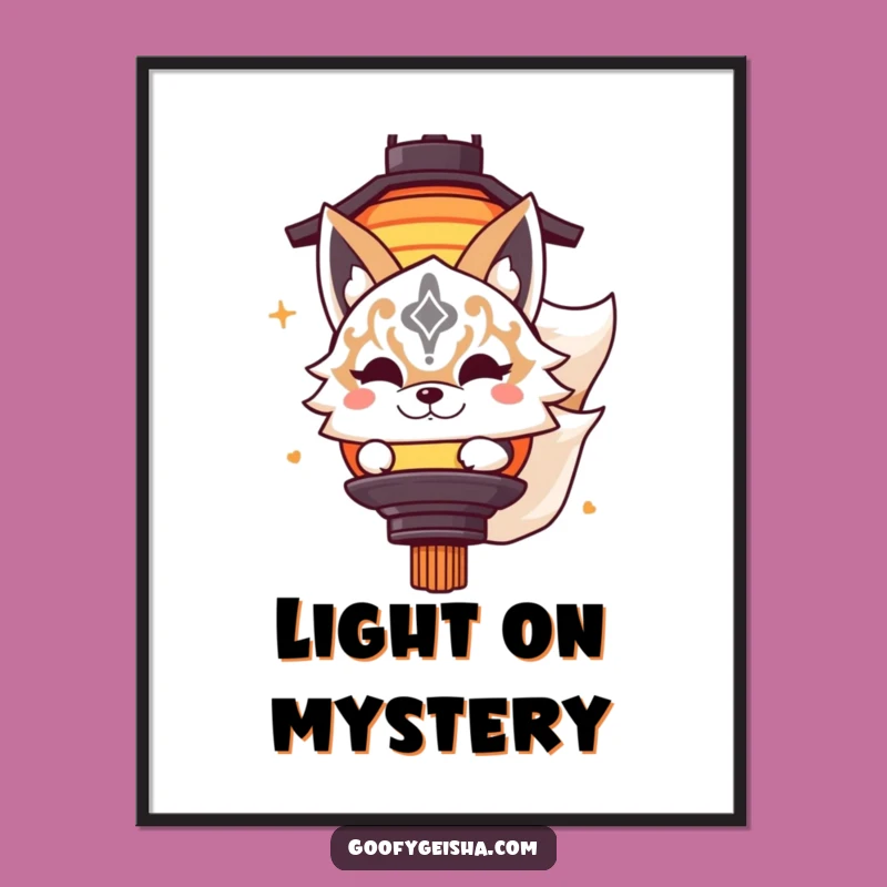 Funny Kitsune Poster - Masked Character Lantern Art Print