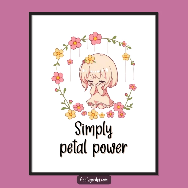 Funny Bowing Character Poster: Dramatic Flower Shower Art, Artistic Funny Gift
