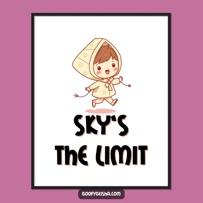 Funny Kite Skipping Poster: Joyful Character Art, Hilarious Funny Gift for Walls