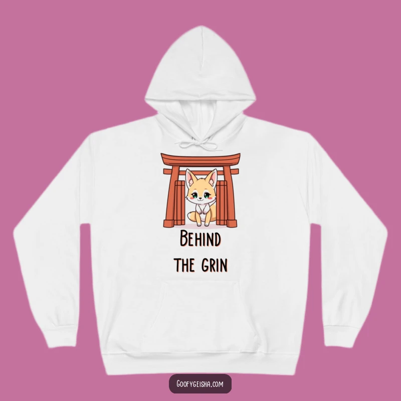 Cozy Funny Kitsune Fox Hoodie: Grinning Trickster, Warm Gift!