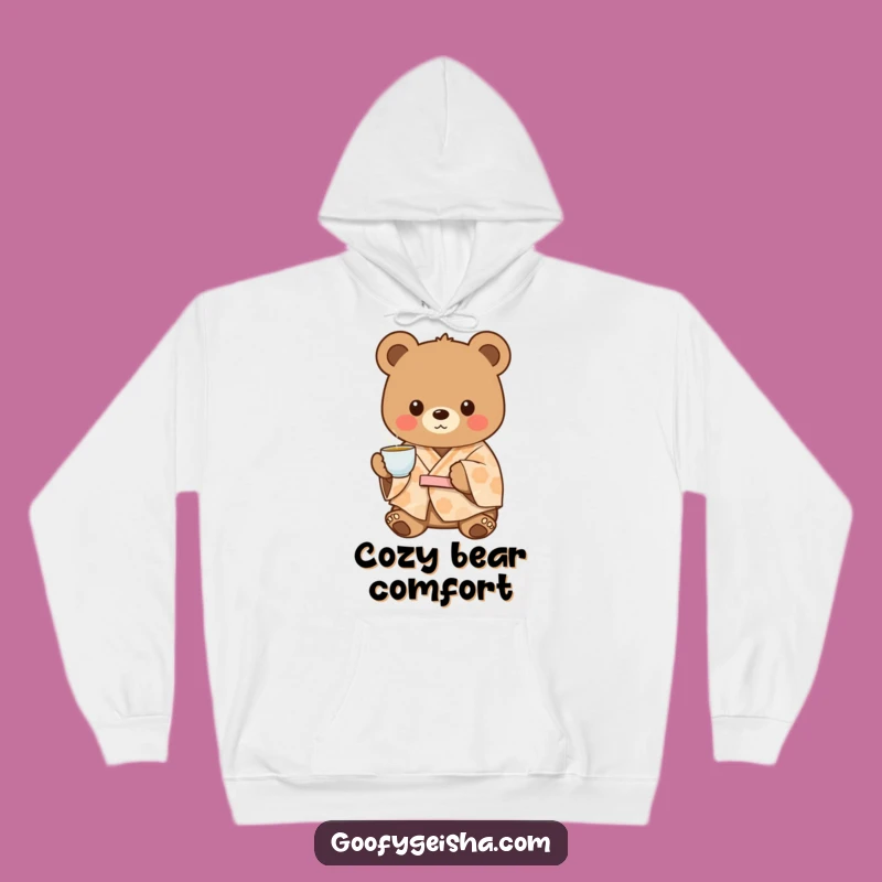 Funny Bear Kimono Hoodie: Cozy Tea Offering Comfort, Awesome Humorous Gift