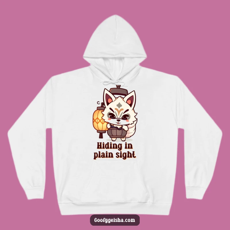 Cozy Funny Kitsune Mask Hoodie: Warmth with a Playful Peeking Character