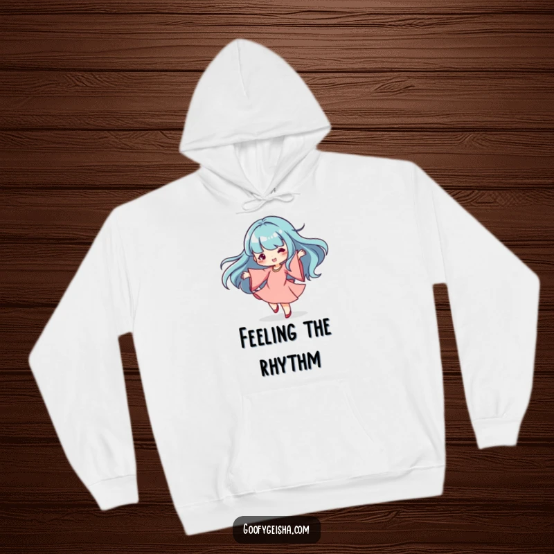 Funny Kawaii Hoodie: Dancing character spinning gracefully with flowing sleeves, providing warmth and a touch of funny, rhythmic joy.