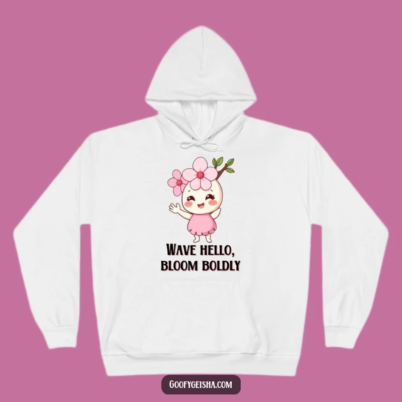 Funny Cherry Blossom Hoodie: Cozy Comfort with a Cheerful Hello