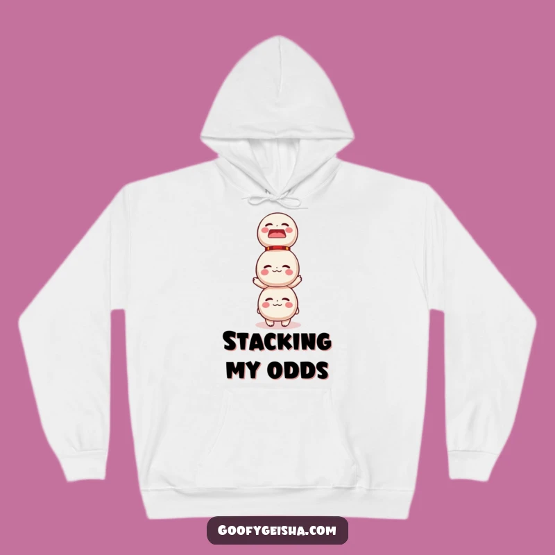 Funny Daruma Doll Balancing Hoodie - Cozy & Hilarious Wearable Art