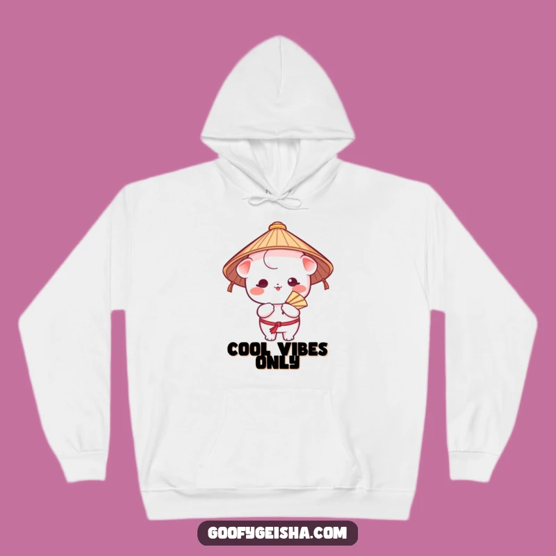 Funny Kawaii Hoodie - Cozy Japanese Hat Character Fanning With Humor
