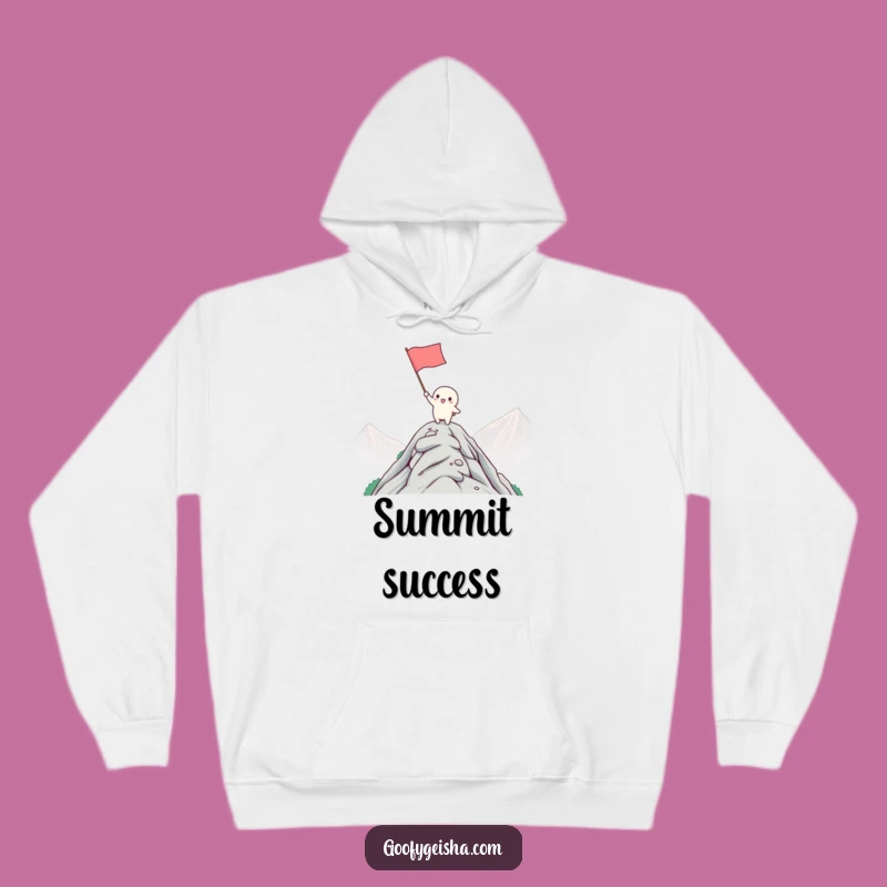 Funny Kawaii Mountaintop Hoodie: Cozy Achievement Wear for Happy Explorers