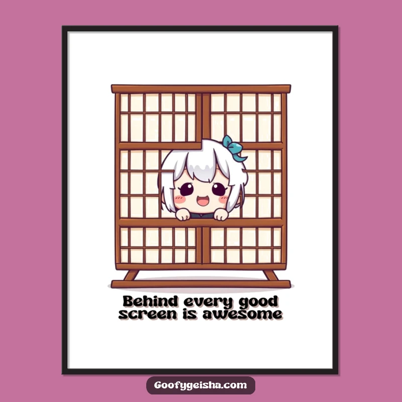 Free Printable Kawaii Shoji Peek Art - Funny Downloadable Gift for Walls
