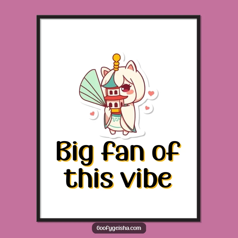 Funny Free Printable Wall Art: Kawaii Fan & Pagoda Humor - Downloadable Home Decor!