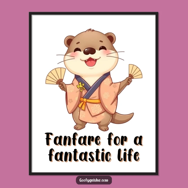 Funny Free Printable Otter Wall Art: Juggling Panda Kimono, Downloadable Whimsy