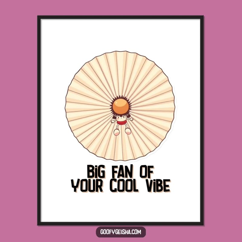 Free Printable Wall Art: Funny Fan Hiding Character, Humorous Downloadable Decor