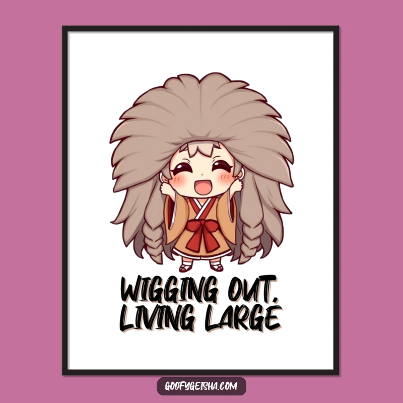 Free Printable Wall Art: Kabuki Wig Character, Theatrical Humor, Downloadable Decor