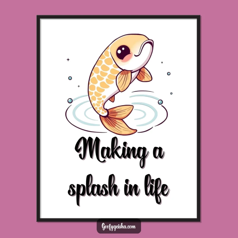 Free Printable Wall Art: Lively Koi Fish, Jumping from Ripples, Funny Downloadable Decor