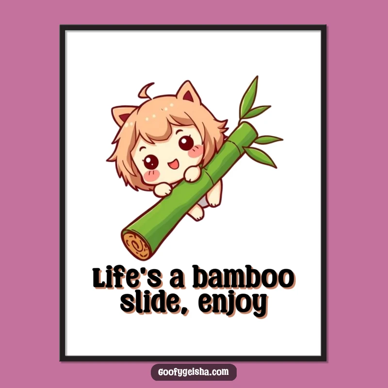 Funny Free Printable Wall Art: Bamboo Slide Adventure Downloadable Art Gift