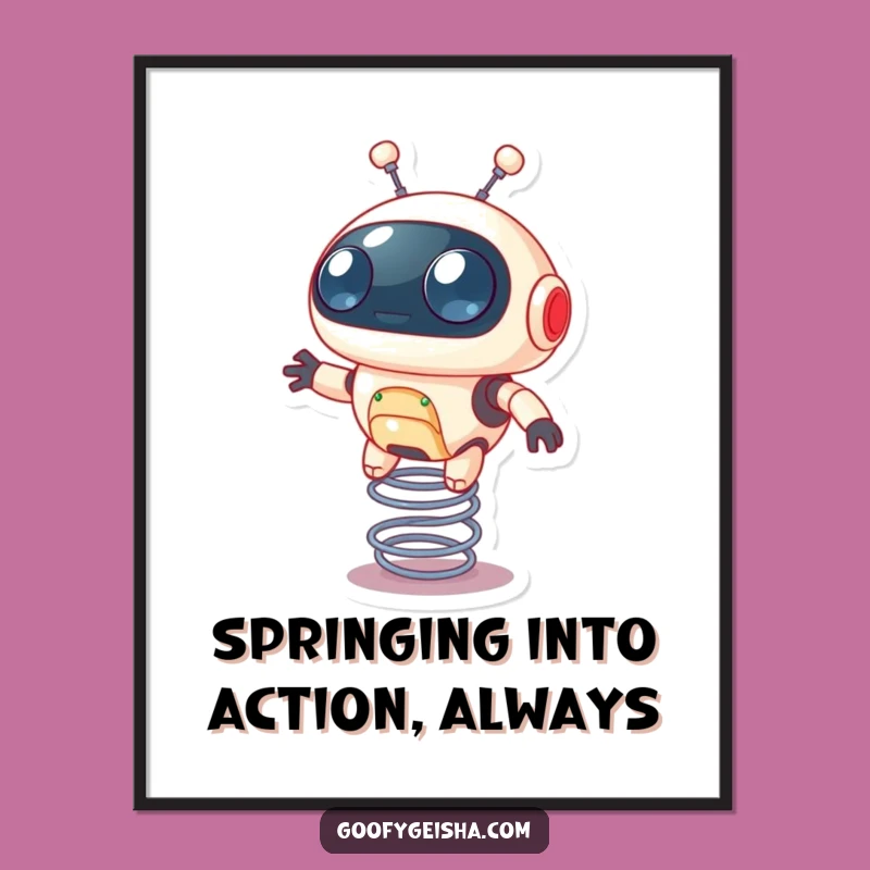 Funny Free Printable Wall Art: Bouncy Robot Character - Whimsical Downloadable Decor!