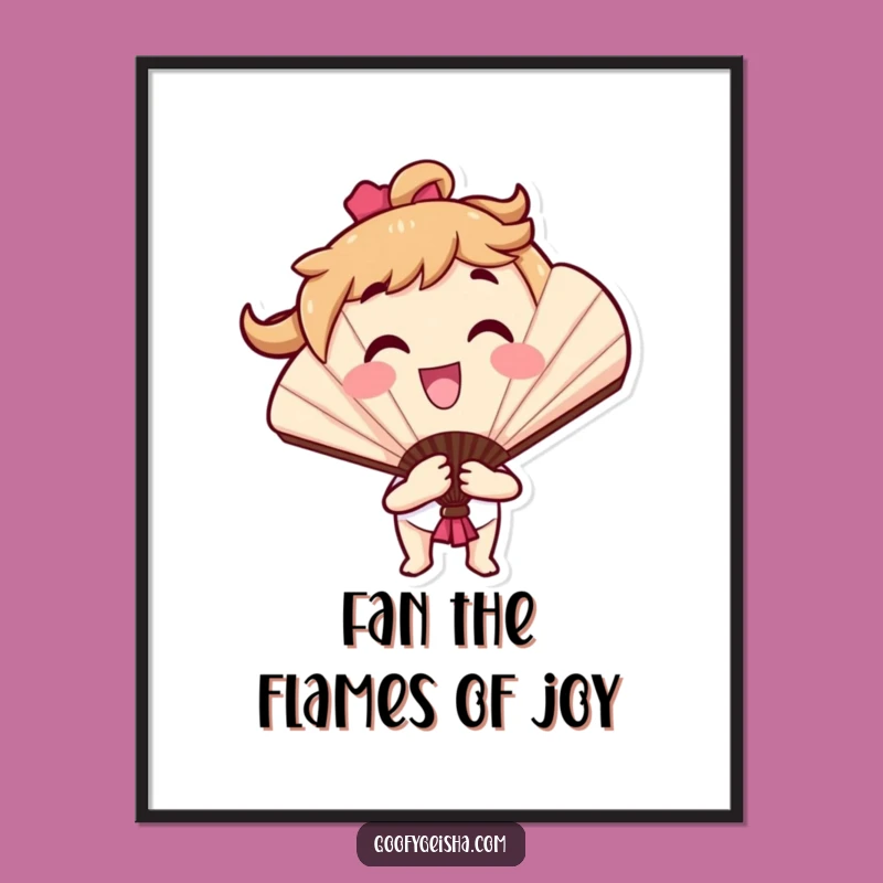 Funny Free Printable Wall Art: Cheerful Fan Character, Downloadable Home Decor Gift