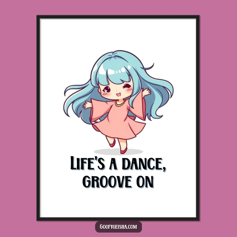 Funny Free Printable Wall Art: Dancing Kawaii Character - Whimsical Downloadable Decor for Joyful Spaces