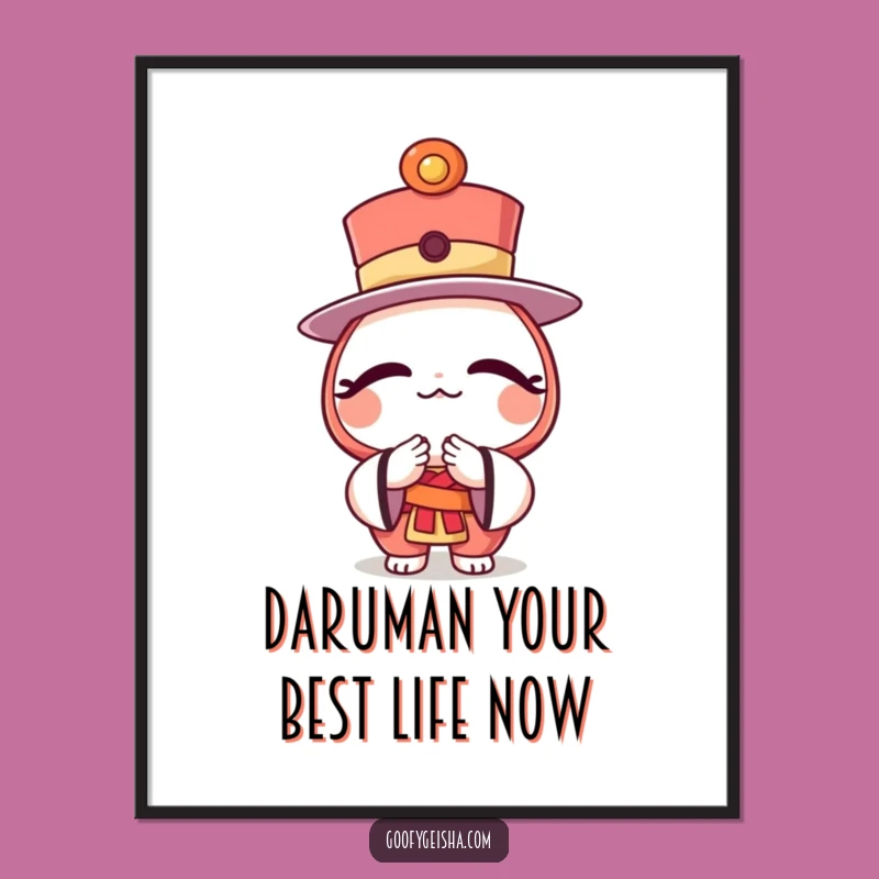Funny Free Printable Wall Art: Daruma Top Hat Character - Whimsical Decor