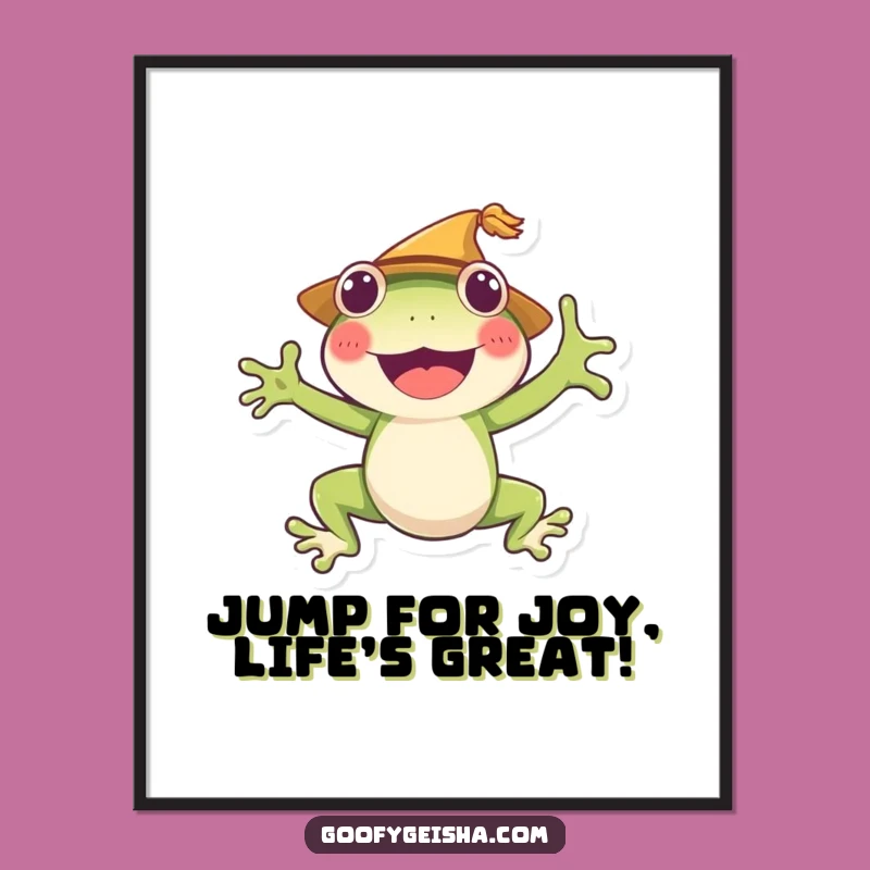 Funny Free Printable Wall Art: Joyful Frog Jumping Decor - Hilarious Downloadable!