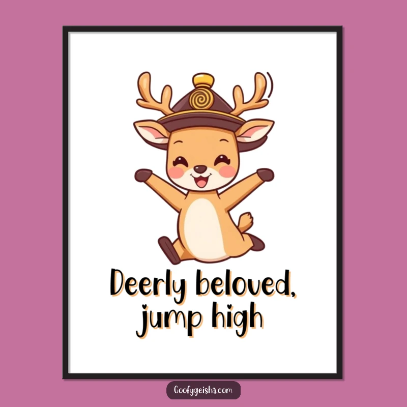 Funny Free Printable Wall Art: Jumping Deer Downloadable Decor for Joyful and Lively Spaces