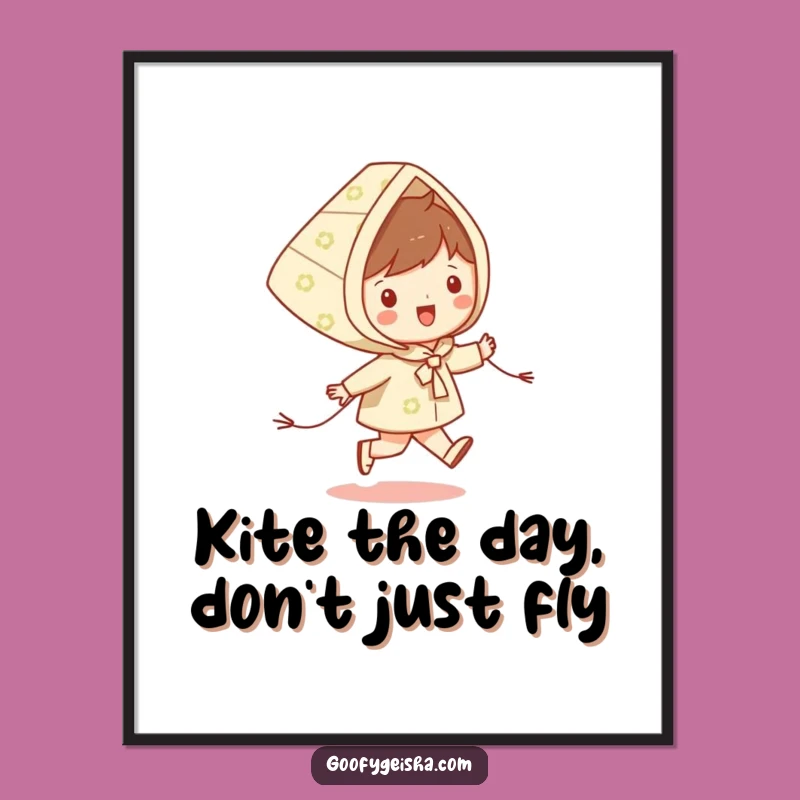 Funny Free Printable Wall Art: Kite Skipper's Joyful Dance Downloadable Art Gift