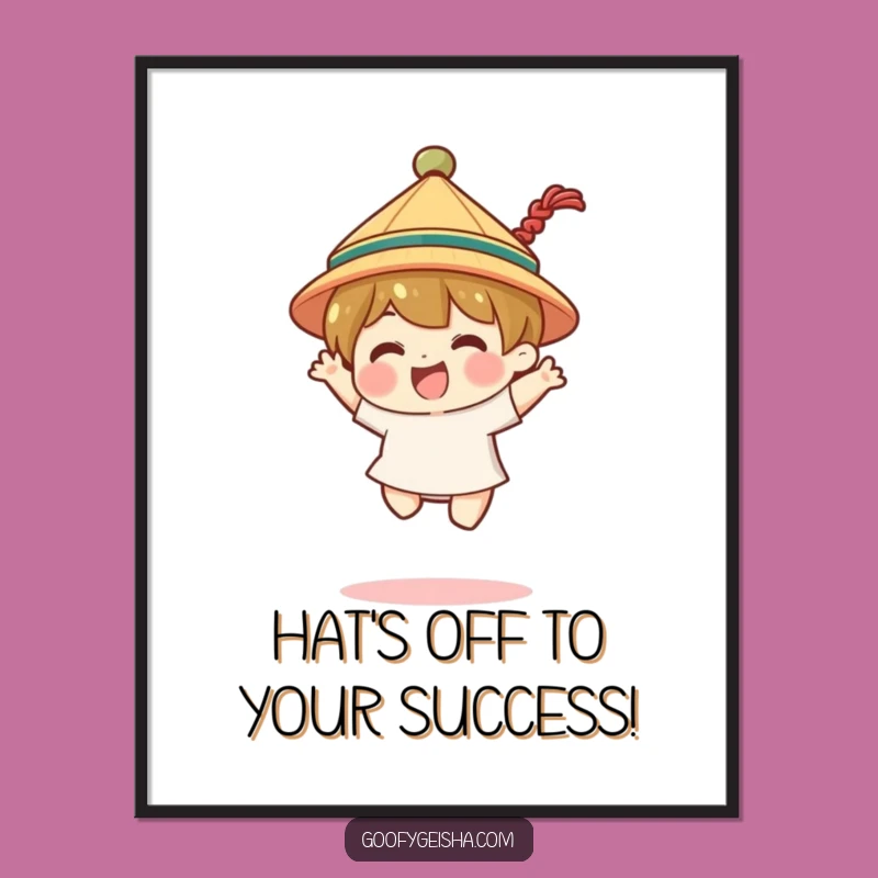 Joyful Jump Art Free Printable: Hat Character Performing a Funny Downloadable Wall Decor