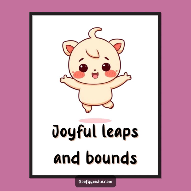 Funny Free Printable Wall Art: Joyful Jump Character, Uplifting Downloadable Decor