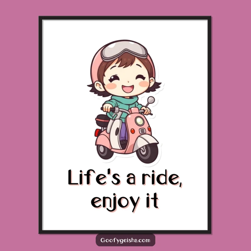 Funny Free Printable Wall Art: Scooter Character's Joyful Ride Downloadable Art Gift