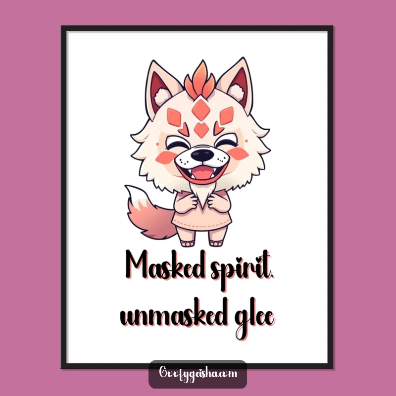 Free Printable Wall Art: Fearless Kitsune Mask Mimic Funny Downloadable Decor