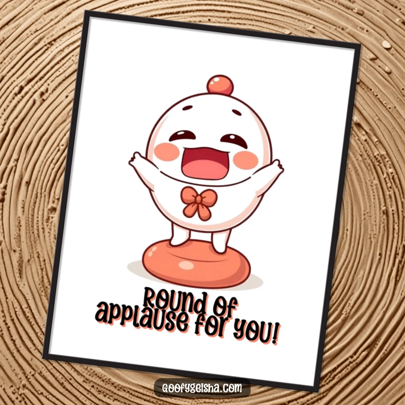 Funny Free Printable Wall Art: A tiny Daruma doll mid-bounce, radiating pure, unadulterated happiness on your wall.