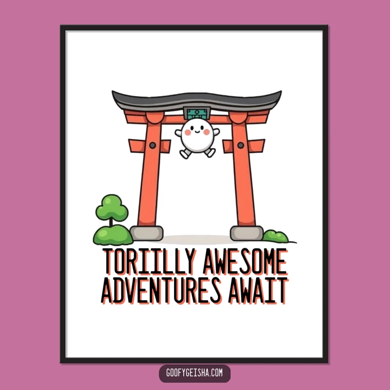 Funny Free Printable Wall Art: Torii Gate Jump Character - Inspirational Decor