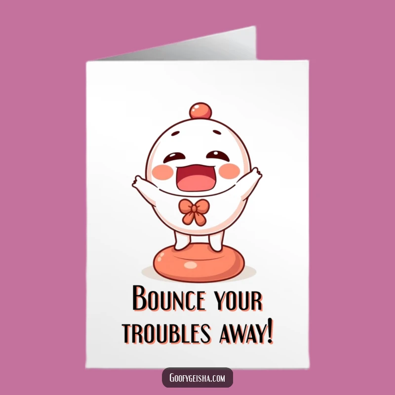 Free Printable Birthday Card: Bouncing Daruma Doll Funny Downloadable Gift