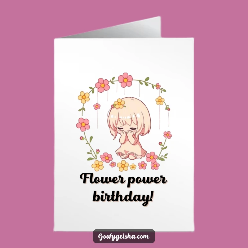 Free Printable Birthday Card: Flower Shower Bow Funny Downloadable Gift